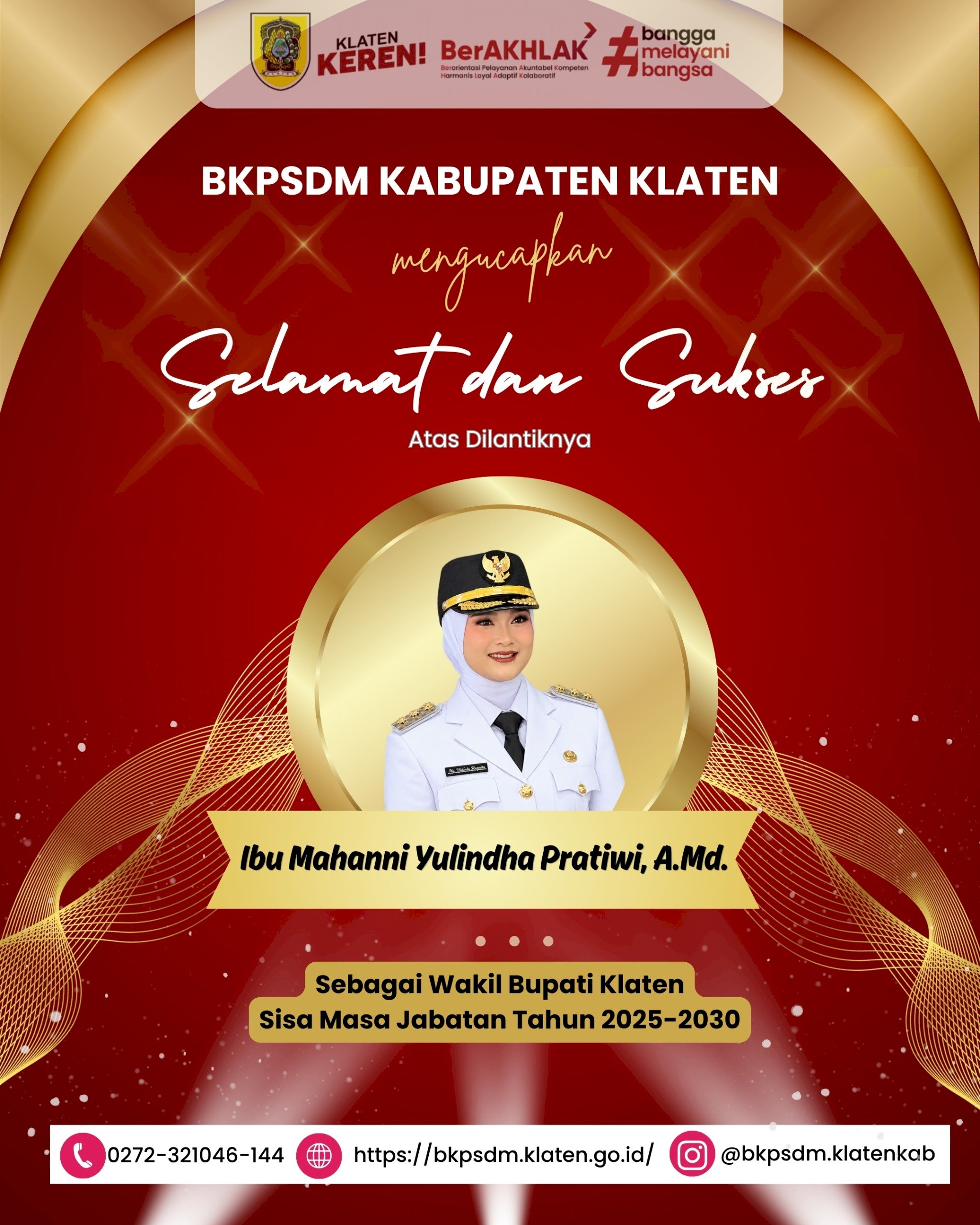 SELAMAT DAN SUKSES ATAS DILANTIKNYA WAKIL BUPATI KLATEN